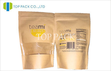 Borse d'imballaggio di Kraft del tè risigillabile della finestra con la stampa variopinta di contrappeso