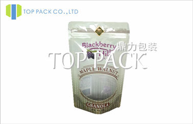 La serratura dello zip sta sui sacchetti con la tacca dello strappo, sacchetti di plastica dell'alimento di Blackberry