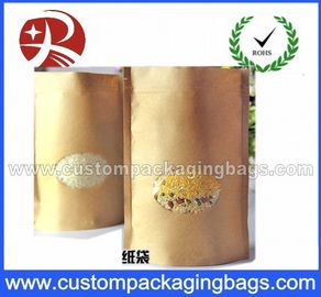 Borsa diritta laminata della carta kraft della serratura della chiusura lampo per alimento con la finestra trasparente