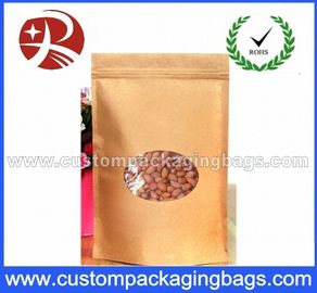 Borsa diritta laminata della carta kraft della serratura della chiusura lampo per alimento con la finestra trasparente