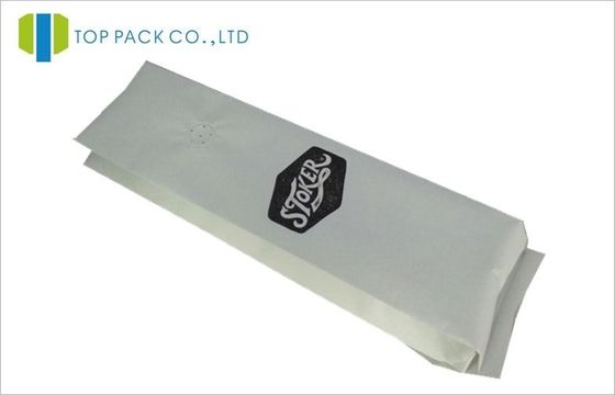 Borse d'imballaggio 250g Del caffè bianco della carta kraft con il rinforzo del lato di valore di degassamento