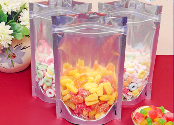 I sacchetti di una plastica risigillabili della chiara stagnola laterale
