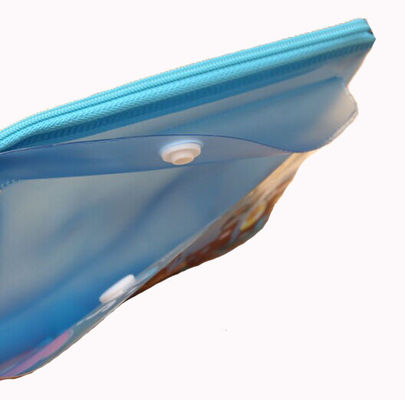 Le chiare borse di plastica della serratura dello zip di stampa offset, bottone anteriore hanno chiuso la borsa della penna del PVC