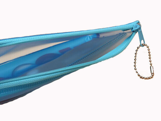 Le chiare borse di plastica della serratura dello zip di stampa offset, bottone anteriore hanno chiuso la borsa della penna del PVC