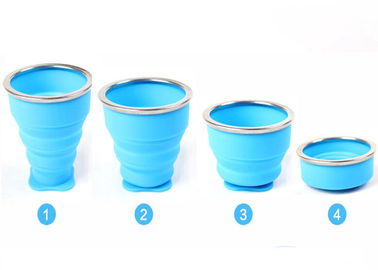 Tazza pieghevole amichevole eco- di campeggio del silicone di viaggio con l'apertura dell'acciaio inossidabile